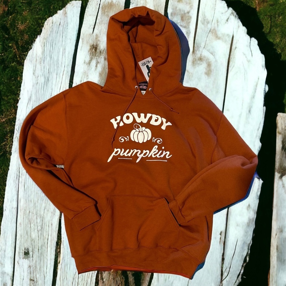 Comfy Howdy Pumpkin rust orange hoodie. New from my Boutique.